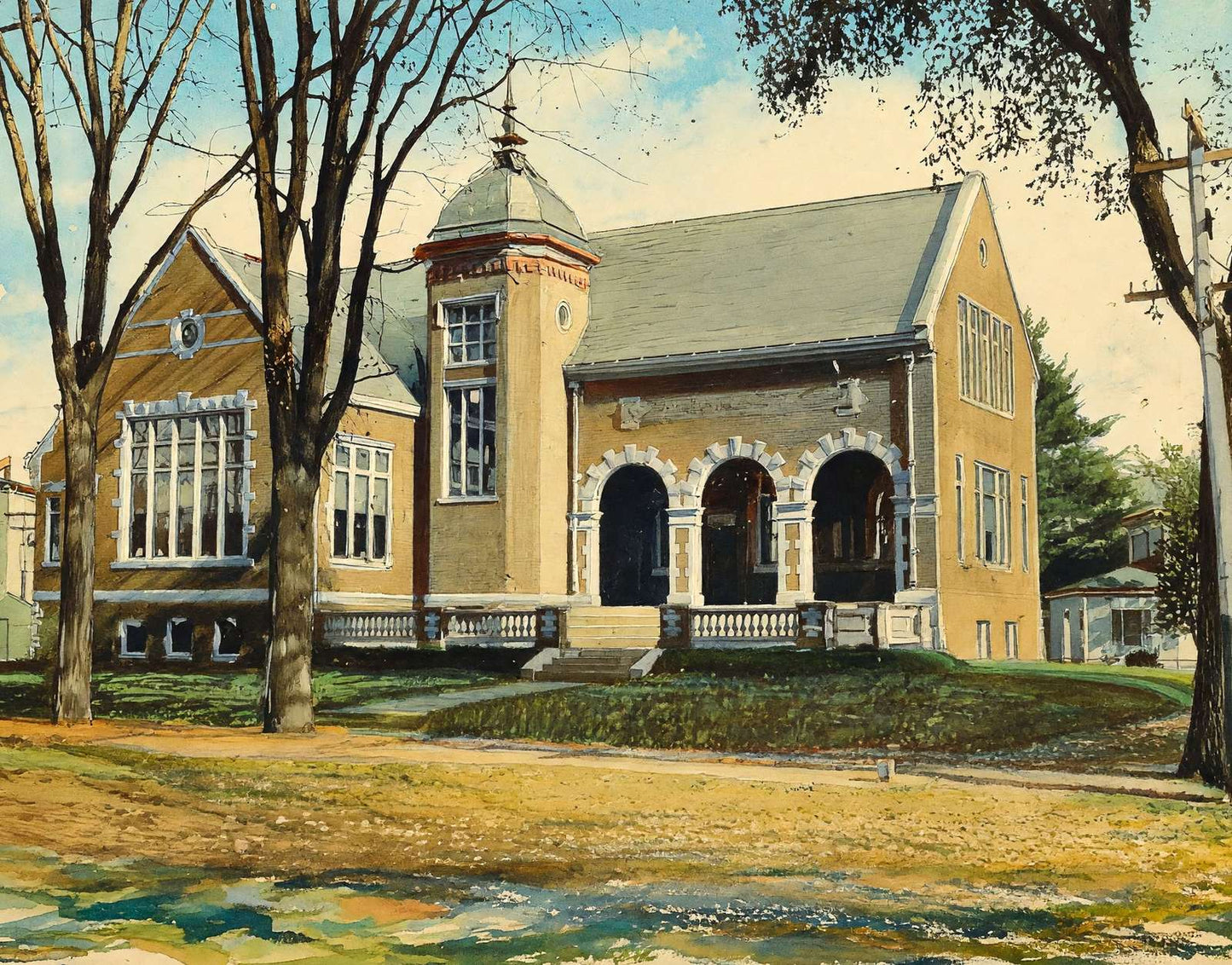 Carnegie Library Waterville Maine in 1905 Art Print (7 Sizes) - Premium Quality