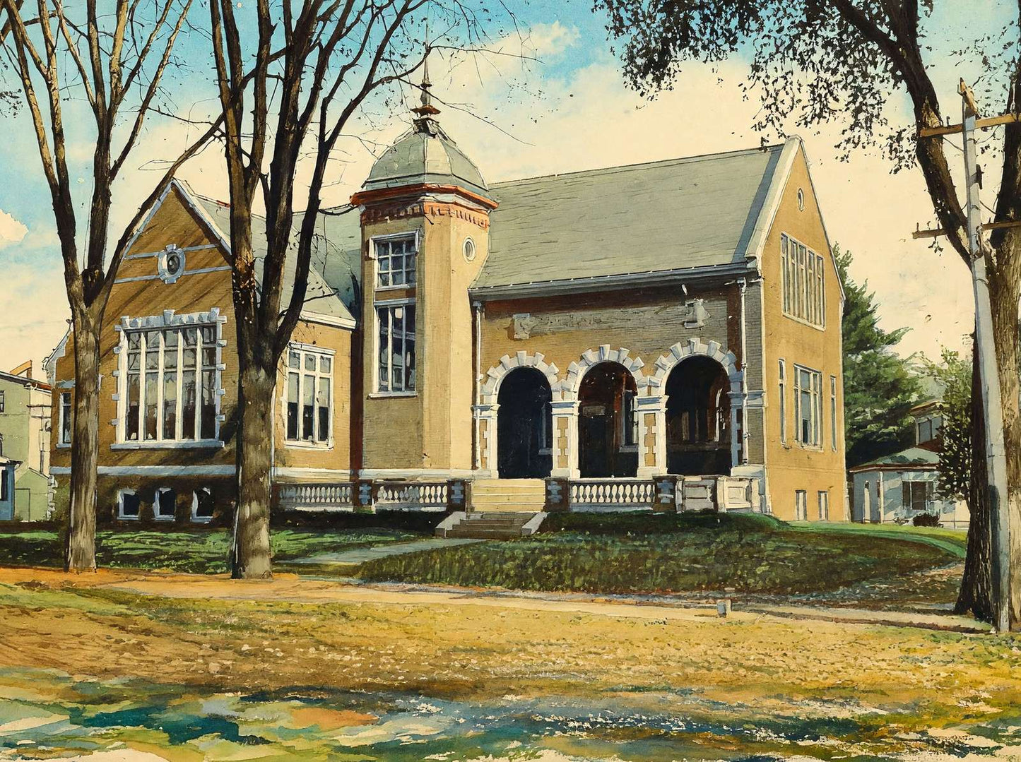 Carnegie Library Waterville Maine in 1905 Art Print (7 Sizes) - Premium Quality
