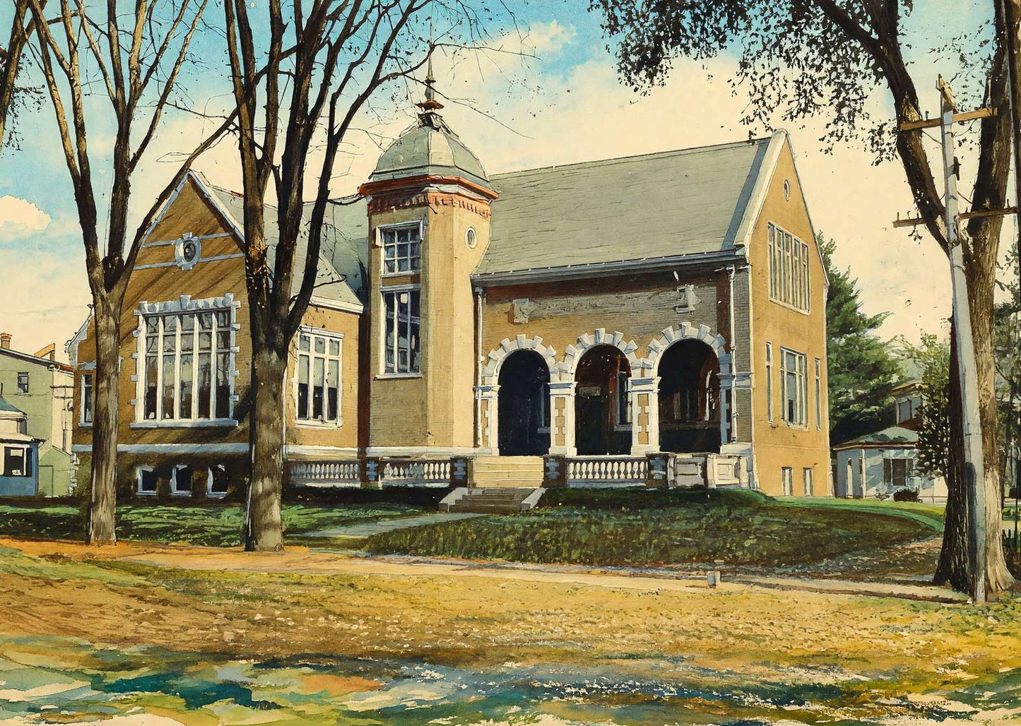 Carnegie Library Waterville Maine in 1905 Art Print (7 Sizes) - Premium Quality