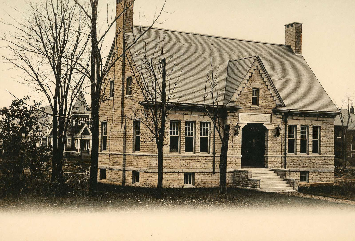 Cary Library Houlton Maine in 1905 Vintage Print (7 Sizes) - Premium Print