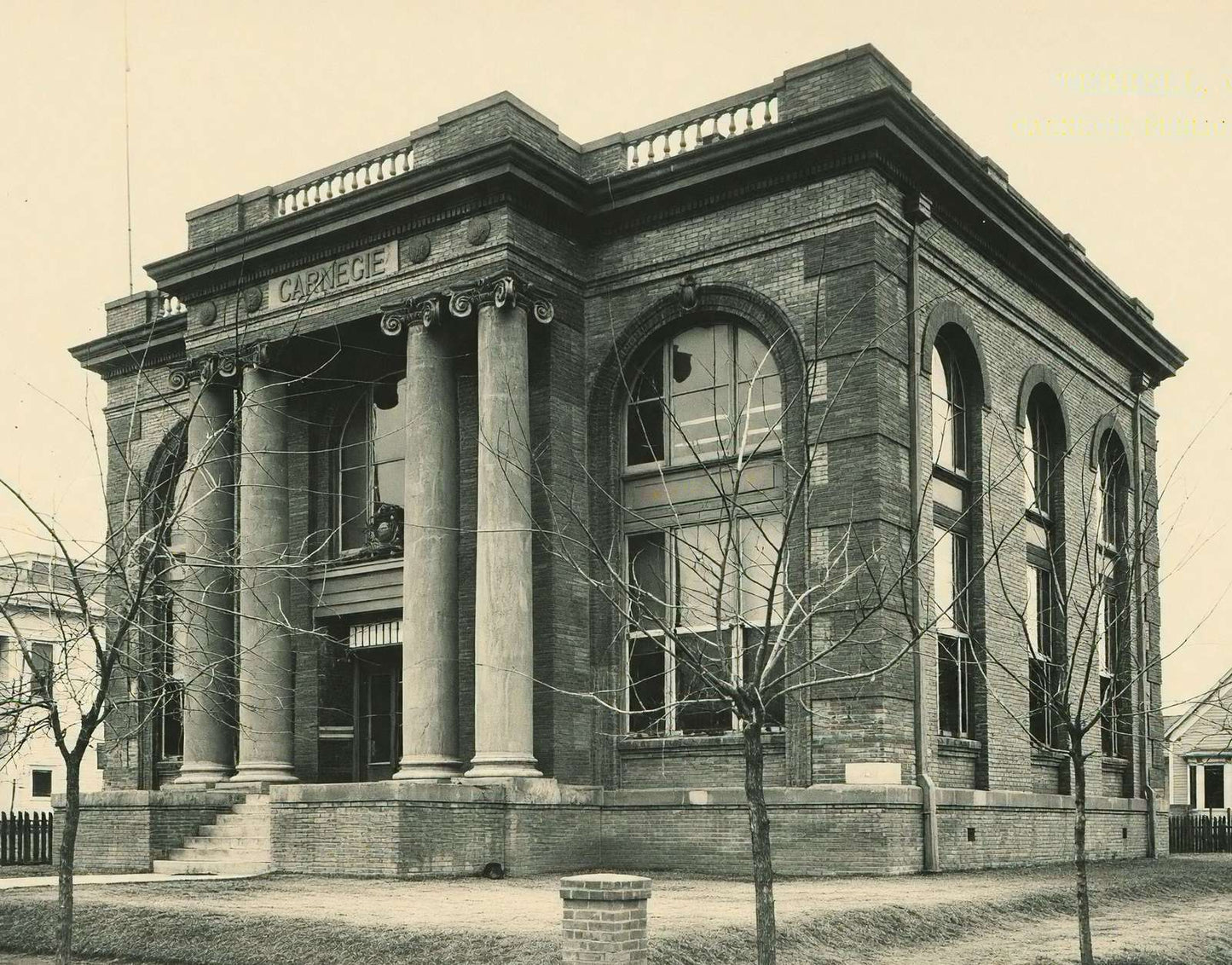 Carnegie Public Library Terrell in 1907 Vintage Print (7 Sizes) - High Quality