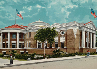 Carnegie Library San Antonio in 1906 Vintage Print (7 Sizes) - High Quality