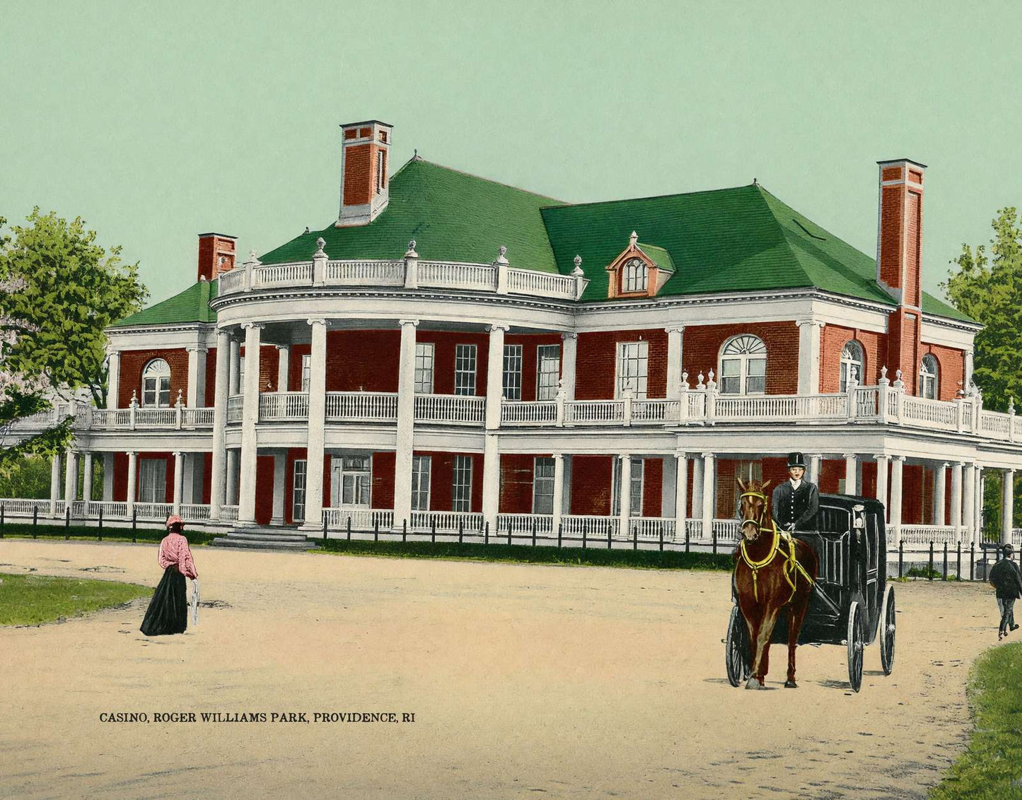 Casino Roger Williams Park Providence RI in 1907 Vintage Print (7 Sizes)