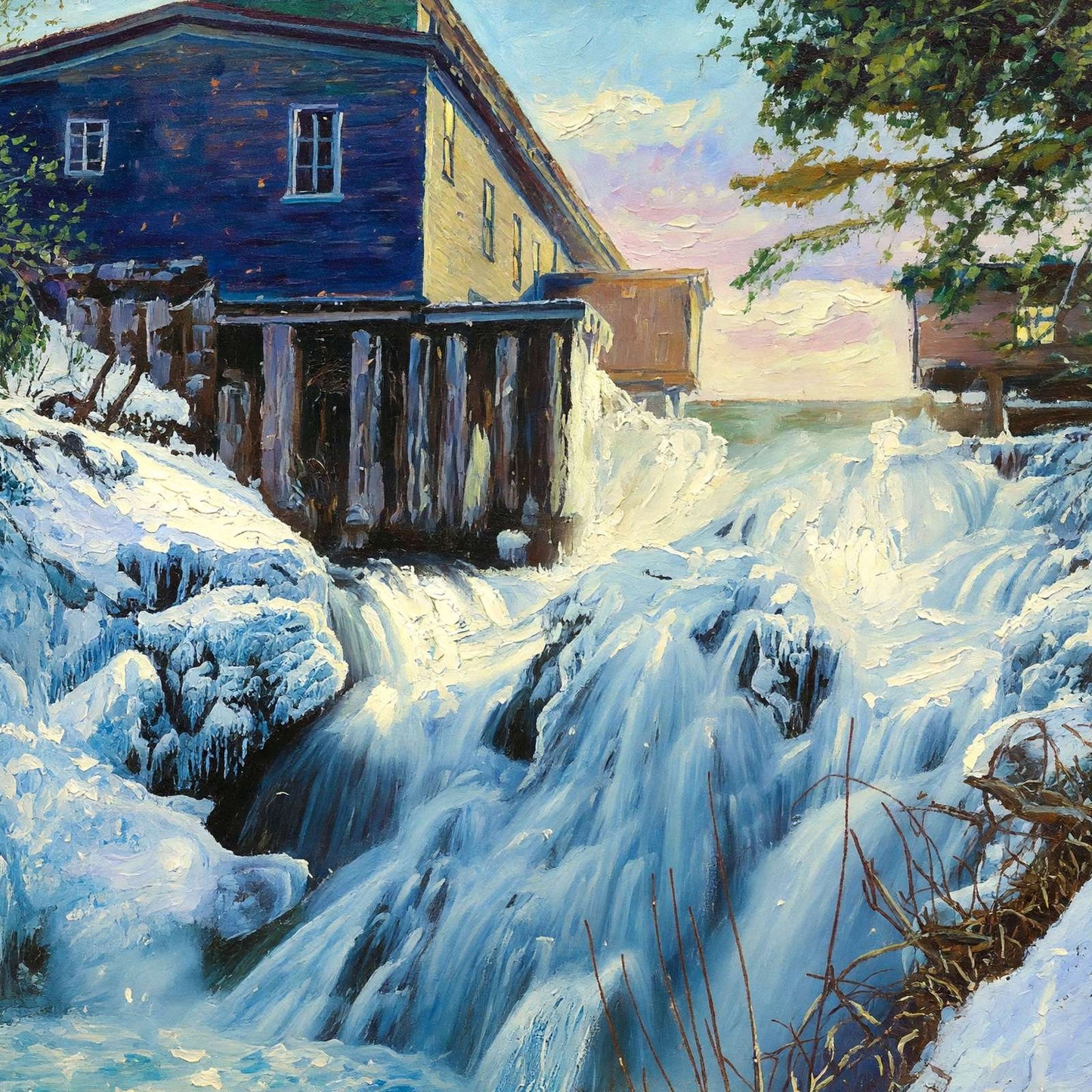 The Cascade Oakland Maine in 1905 Art Print (7 Sizes) - Archival Paper