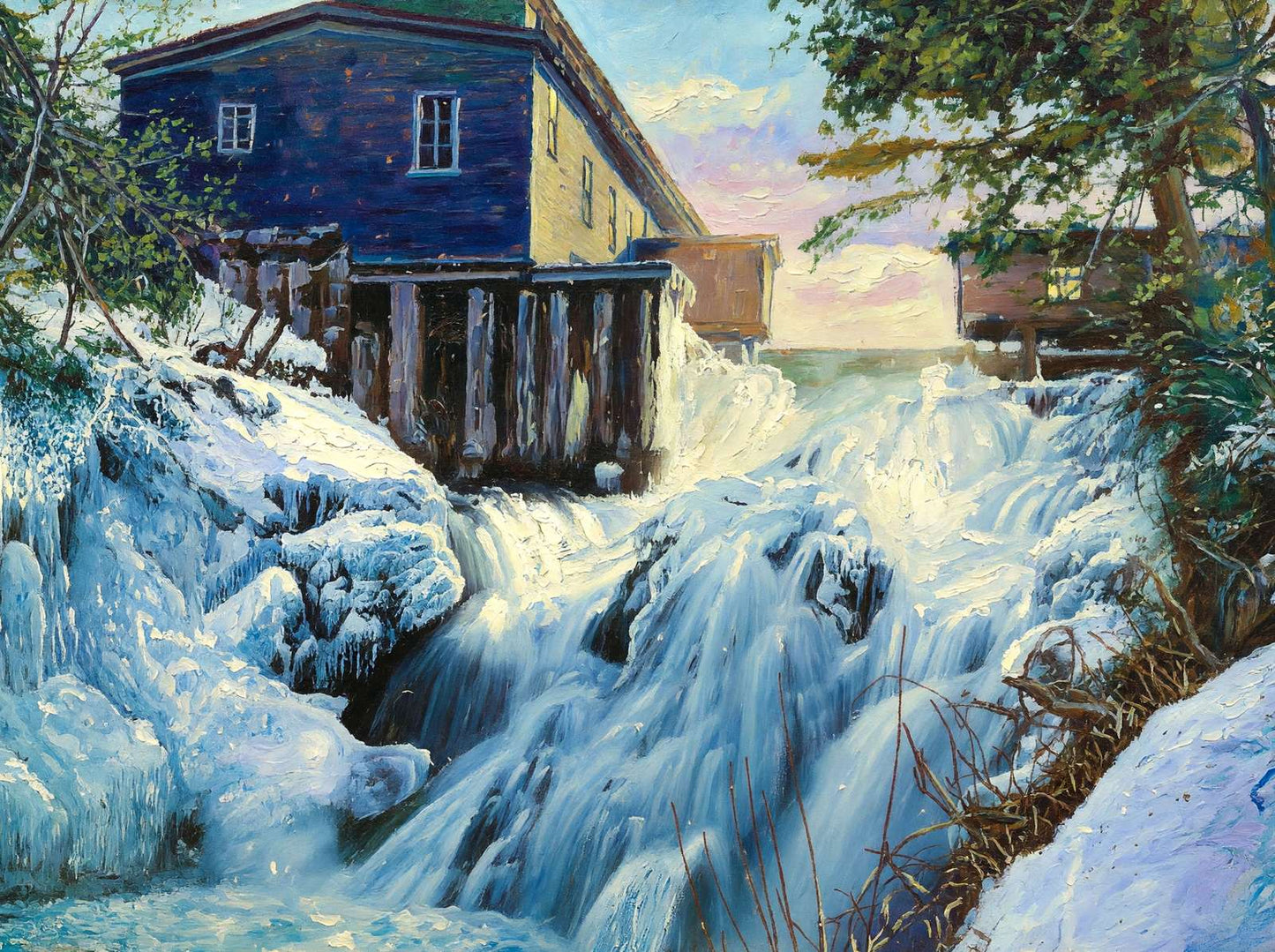 The Cascade Oakland Maine in 1905 Art Print (7 Sizes) - Archival Paper