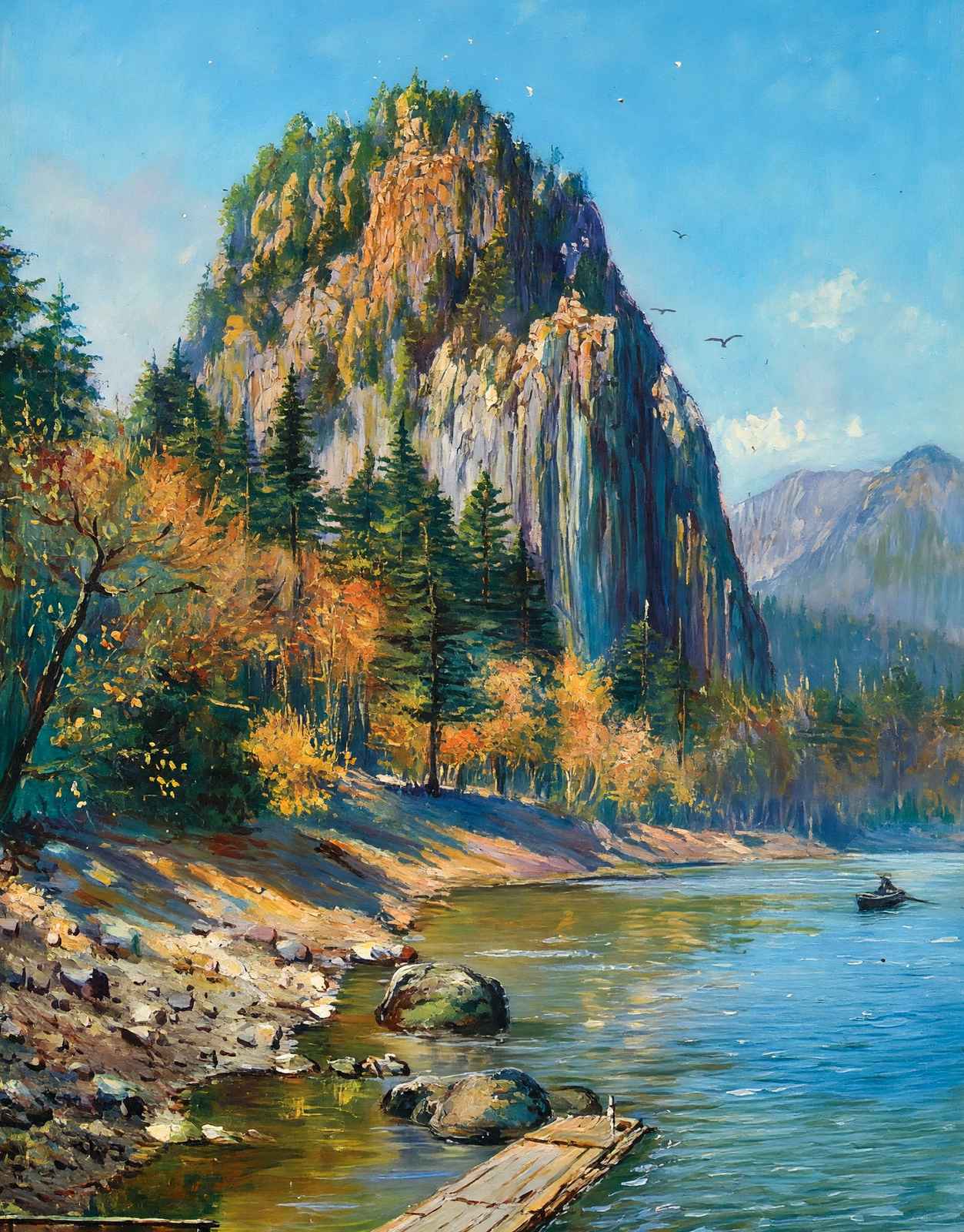 Castle Rock Columbia River in 1908 Art Print (7 Sizes) - Premium Print