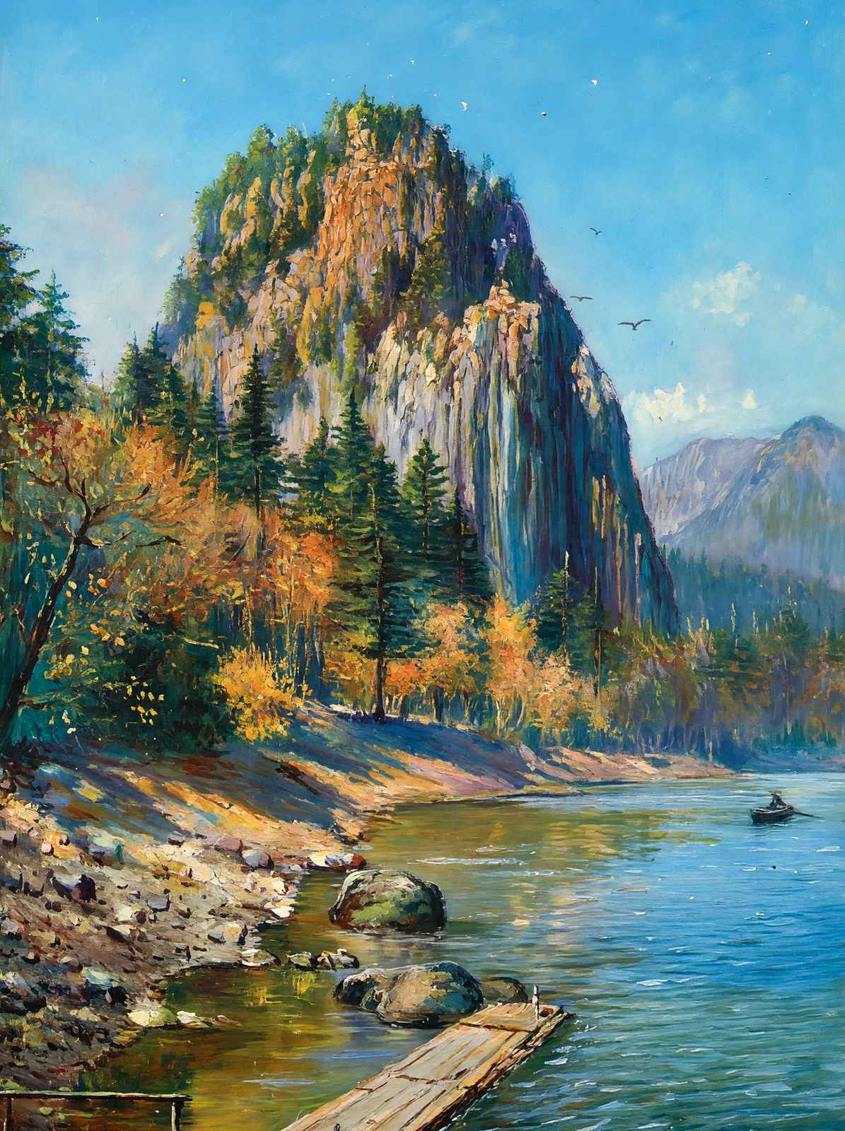 Castle Rock Columbia River in 1908 Art Print (7 Sizes) - Premium Print