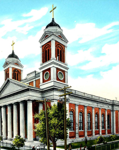Cathedral in Mobile in 1906 vintage print