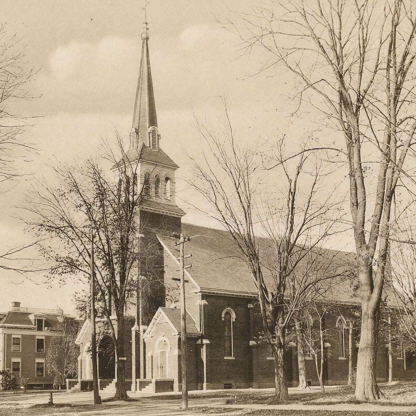 Catholic Church Waterville Maine in 1905 Vintage Print (7 Sizes) - High Quality