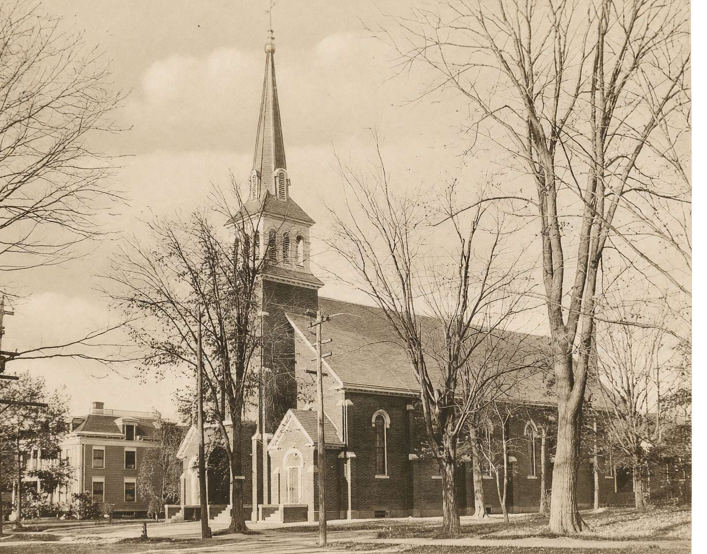 Catholic Church Waterville Maine in 1905 Vintage Print (7 Sizes) - High Quality