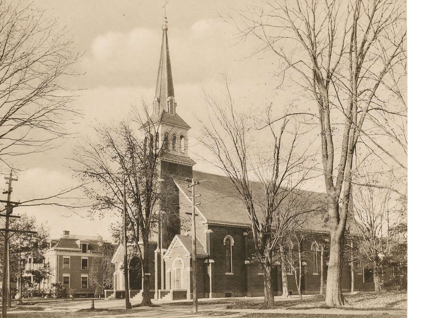 Catholic Church Waterville Maine in 1905 Vintage Print (7 Sizes) - High Quality