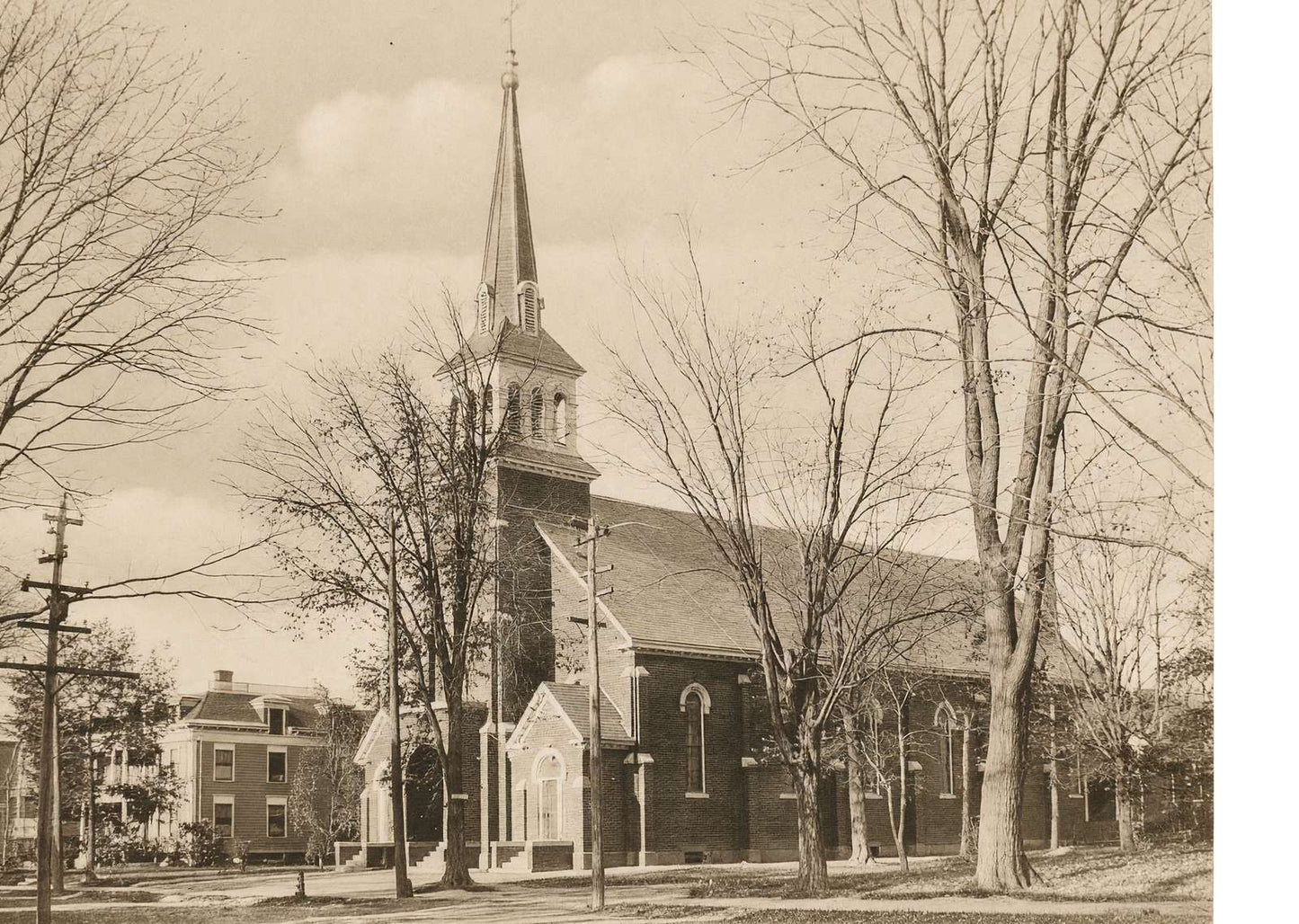Catholic Church Waterville Maine in 1905 Vintage Print (7 Sizes) - High Quality