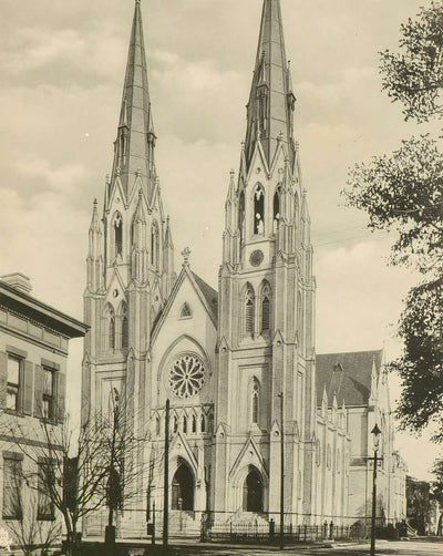 Cathedral of St John in Savannah in 1904 vintage photo print