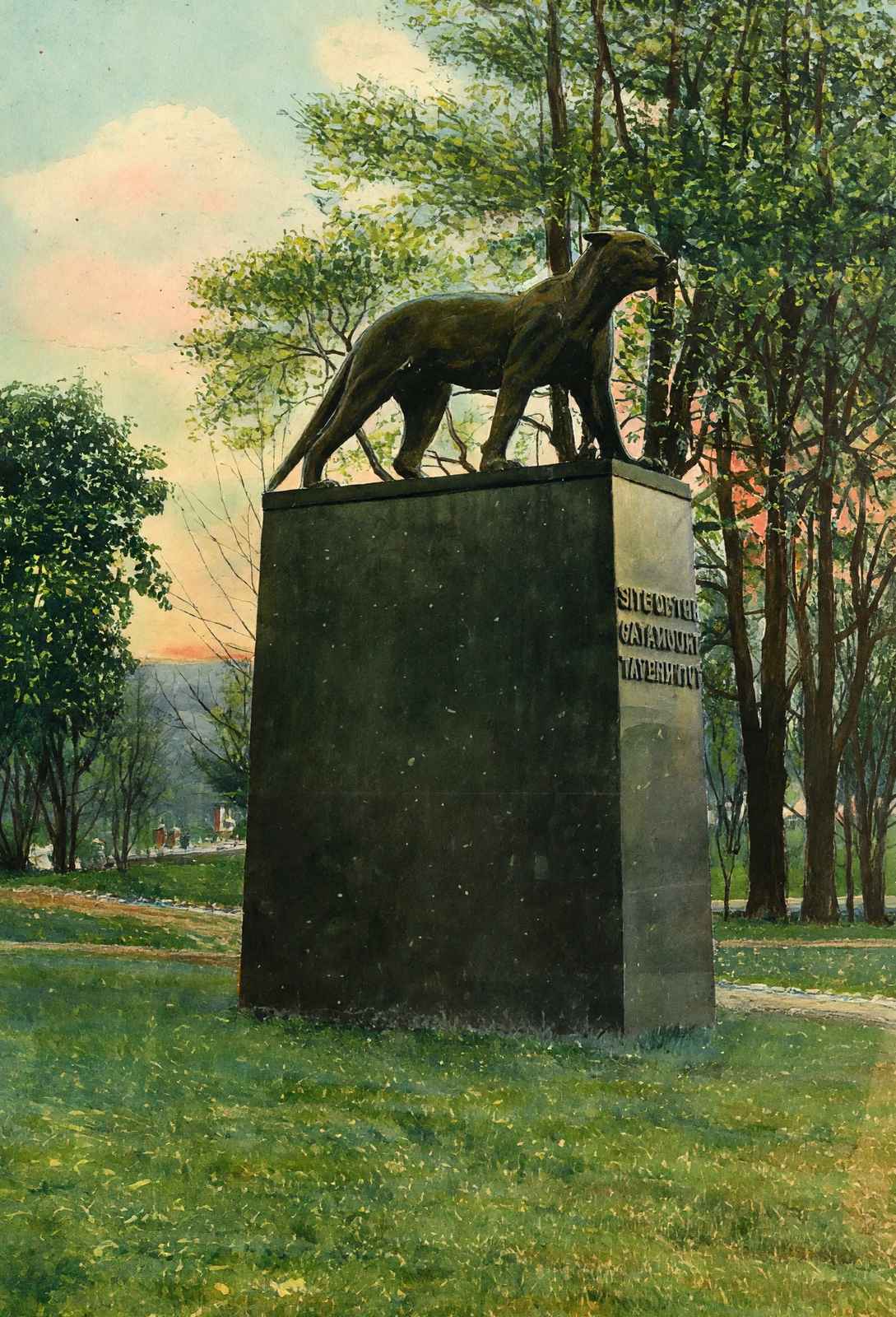 Catamount Monument Bennington in 1907 Painting Print (7 Sizes)