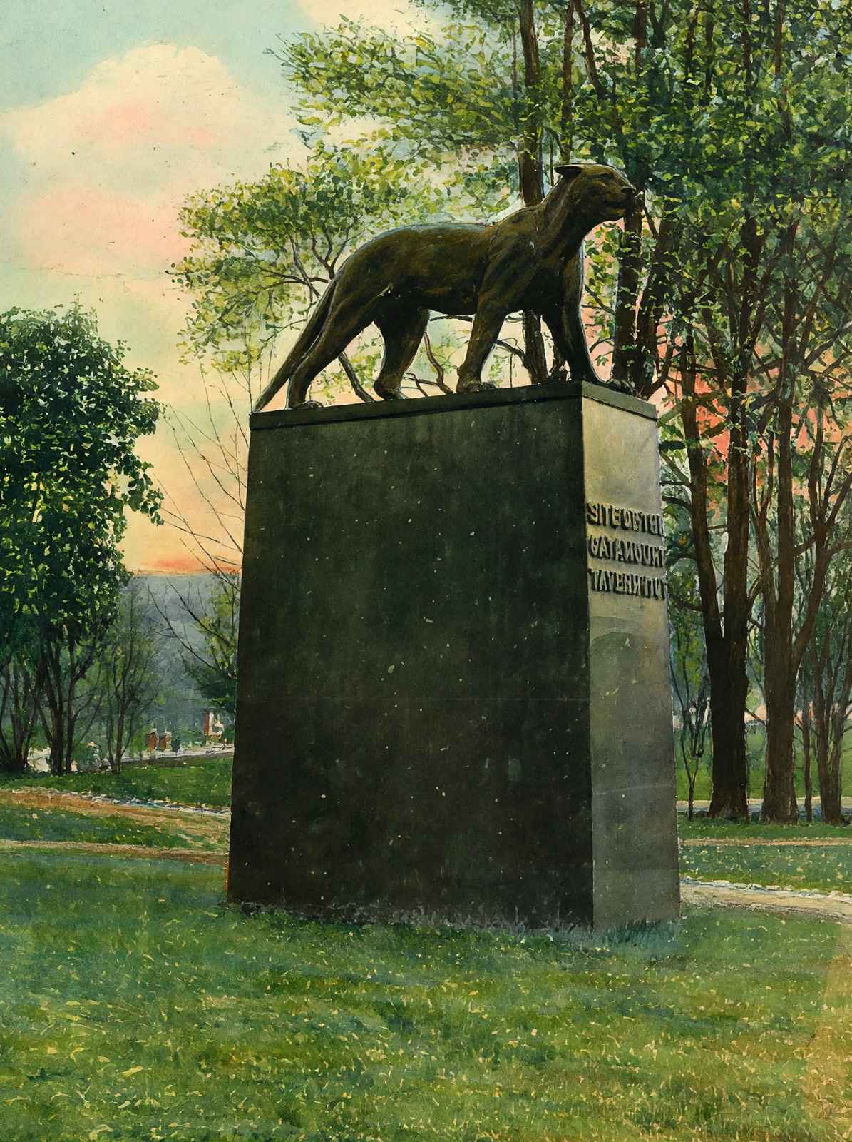 Catamount Monument Bennington in 1907 Painting Print (7 Sizes)