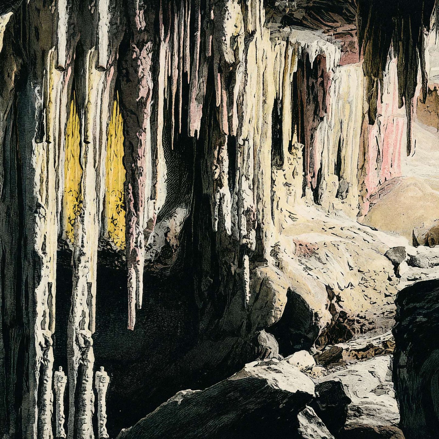 Caves on Grand View Trail Grand Canyon in 1907 Vintage Print (7 Sizes)