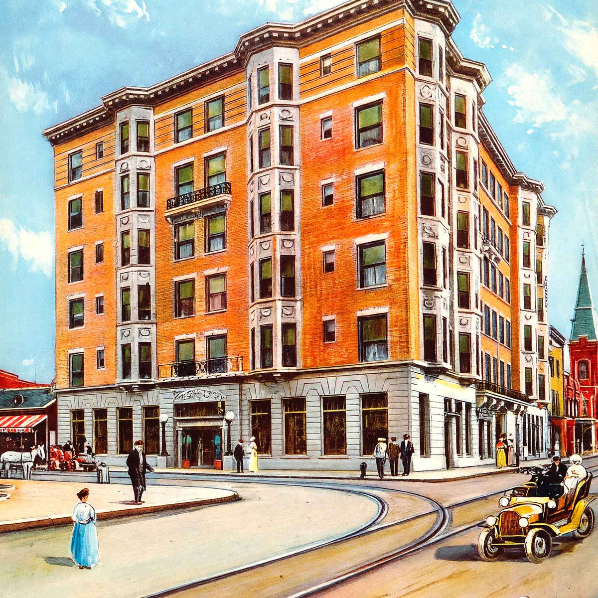 Cawthon Hotel Mobile Alabama in 1909 Vintage Print (7 Sizes) - Restored