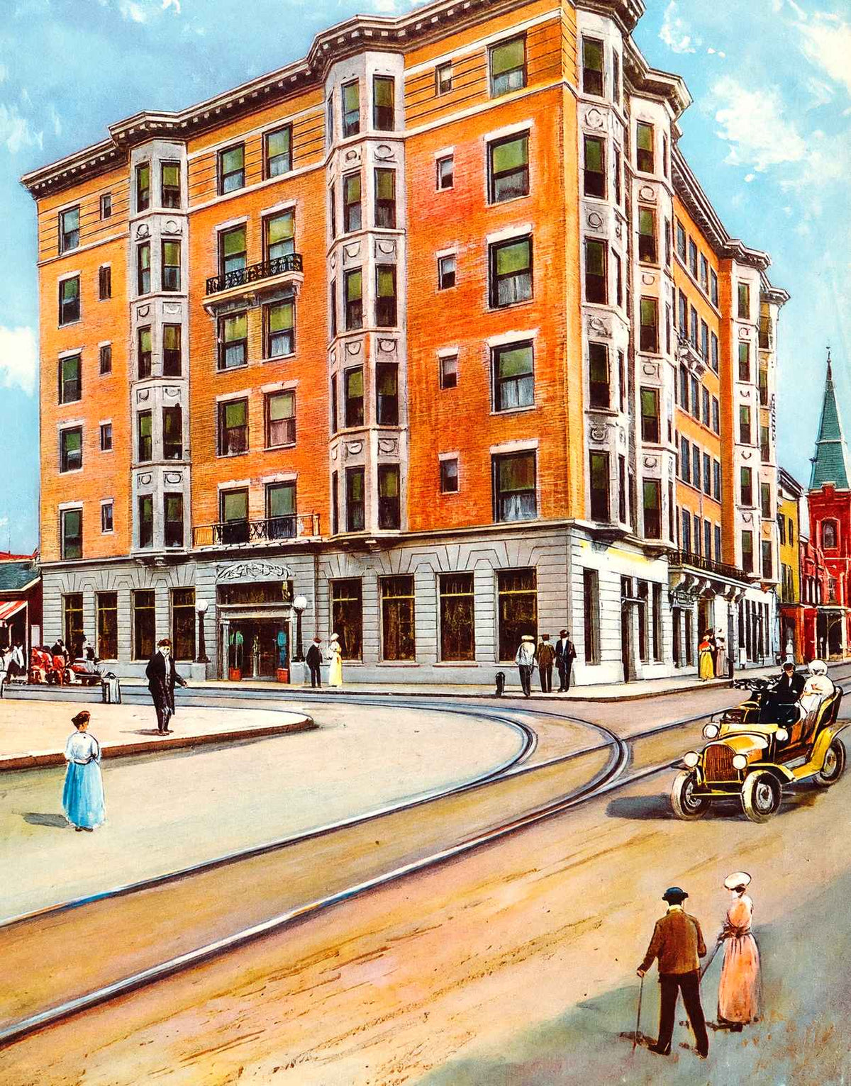 Cawthon Hotel Mobile Alabama in 1909 Vintage Print (7 Sizes) - Restored