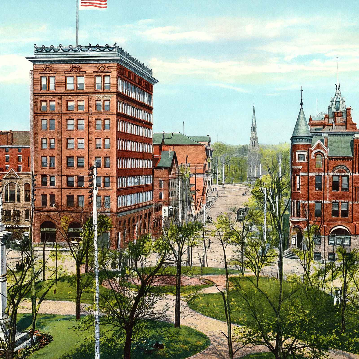 Central Square Youngstown Ohio in 1907 Vintage Print (7 Sizes) - Acid Free