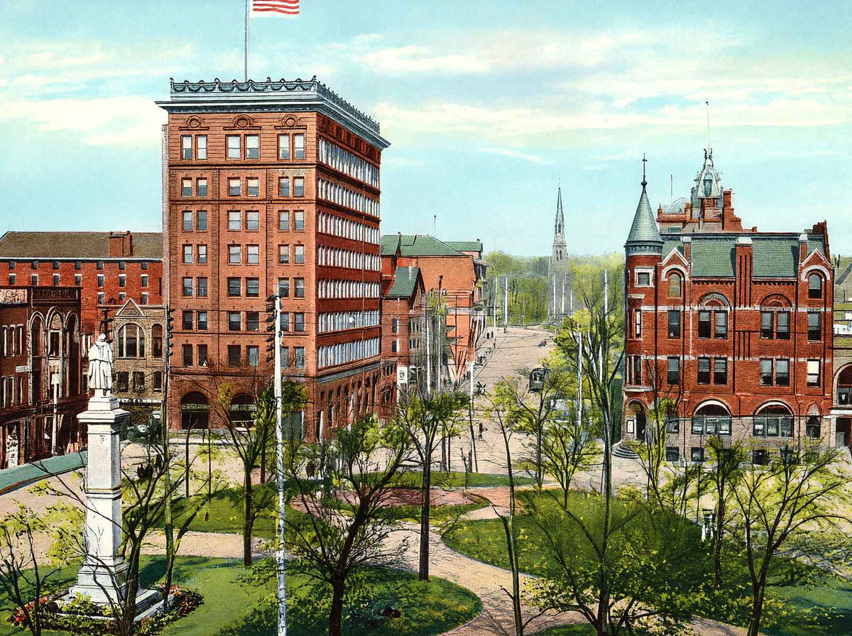 Central Square Youngstown Ohio in 1907 Vintage Print (7 Sizes) - Acid Free