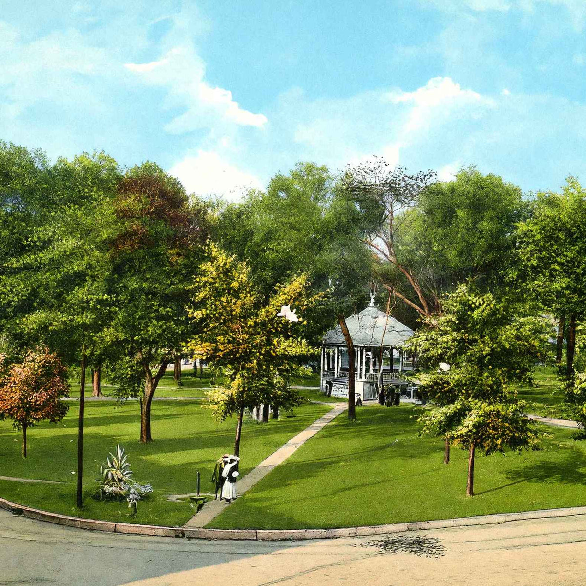 Central Park Jacksonville Illinois in 1905 Vintage Print (7 Sizes) - Restored