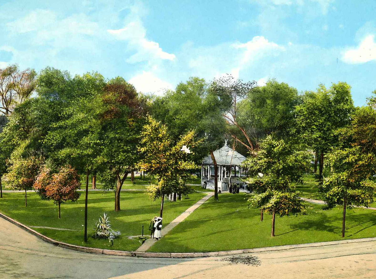Central Park Jacksonville Illinois in 1905 Vintage Print (7 Sizes) - Restored