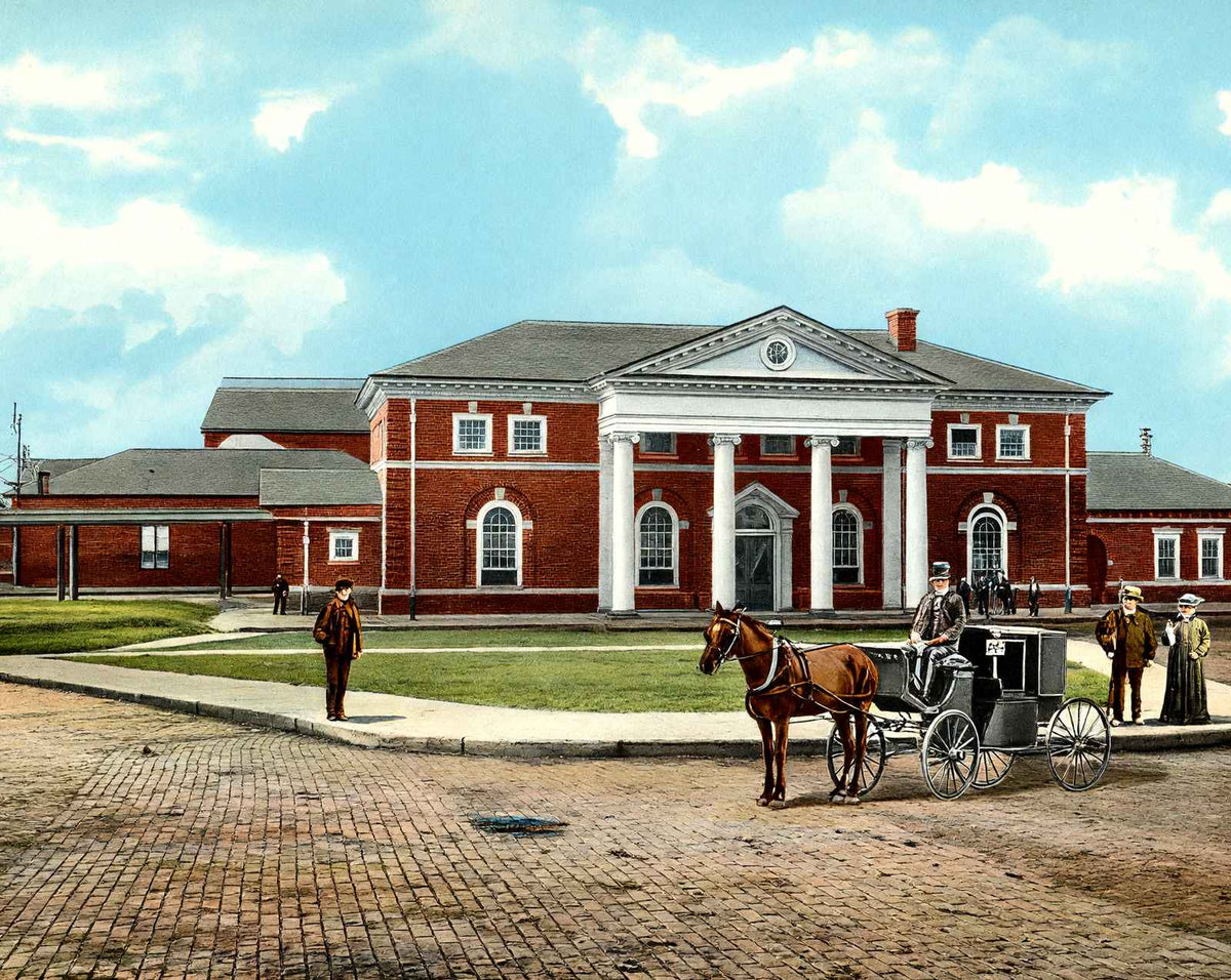Chesapeake & Ohio Railroad Depot in 1905 vintage print