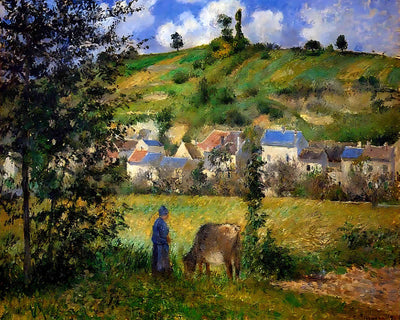 Chaponval Landscape Painting by Camille Pissarro 8x10" Art Print - Acid Free