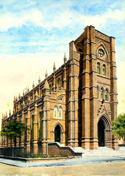Cathedral of St John the Baptist Charleston in 1906 Painting Print (7 Sizes)
