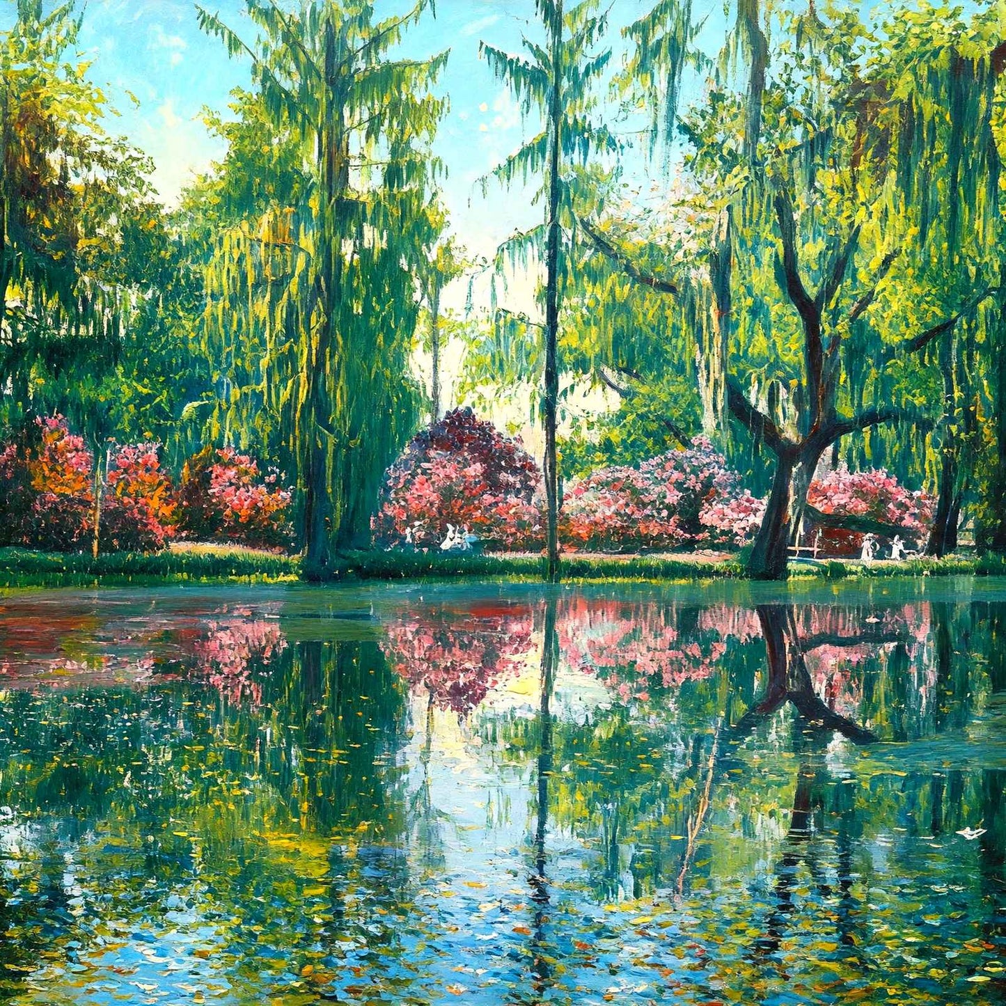 Across the Lake Magnolia Gardens Charleston in 1904 Painting Print (7 Sizes)