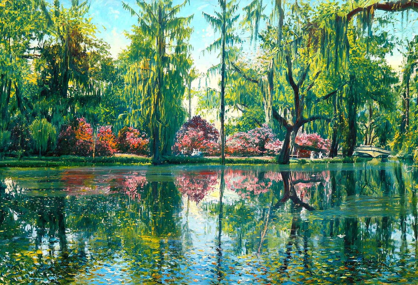 Across the Lake Magnolia Gardens Charleston in 1904 Painting Print (7 Sizes)