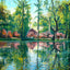 Across the Lake Magnolia Gardens Charleston in 1904 Painting Print (7 Sizes)