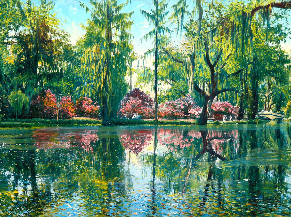 Across the Lake Magnolia Gardens Charleston in 1904 Painting Print (7 Sizes)
