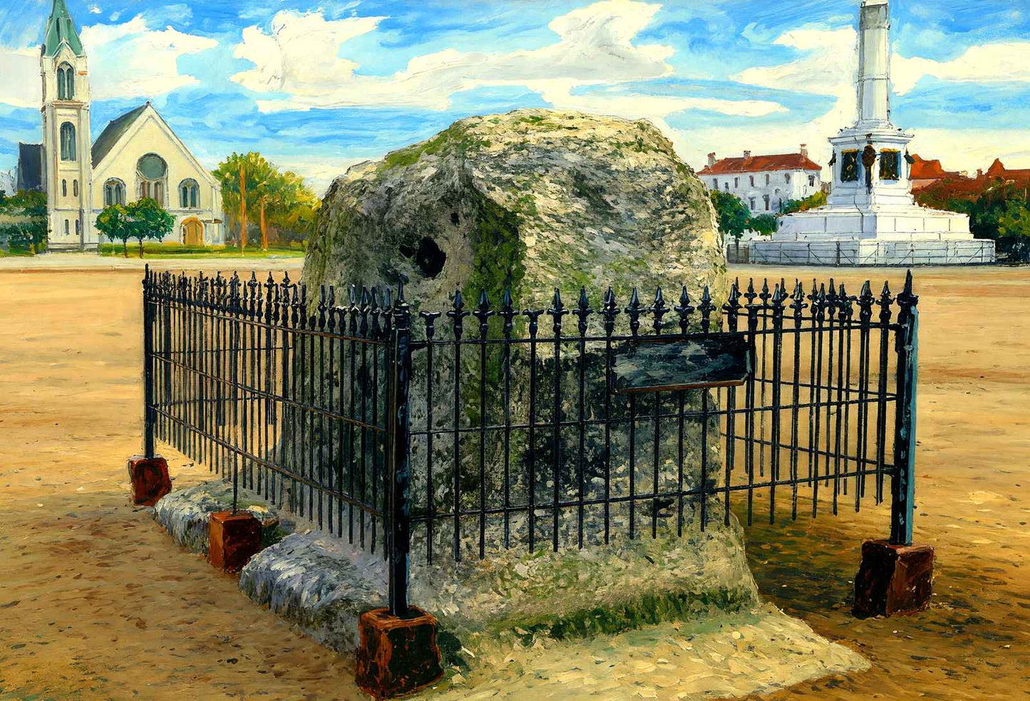 Old Siege Wall Marion Square Charleston in 1906 Art Print (7 Sizes)