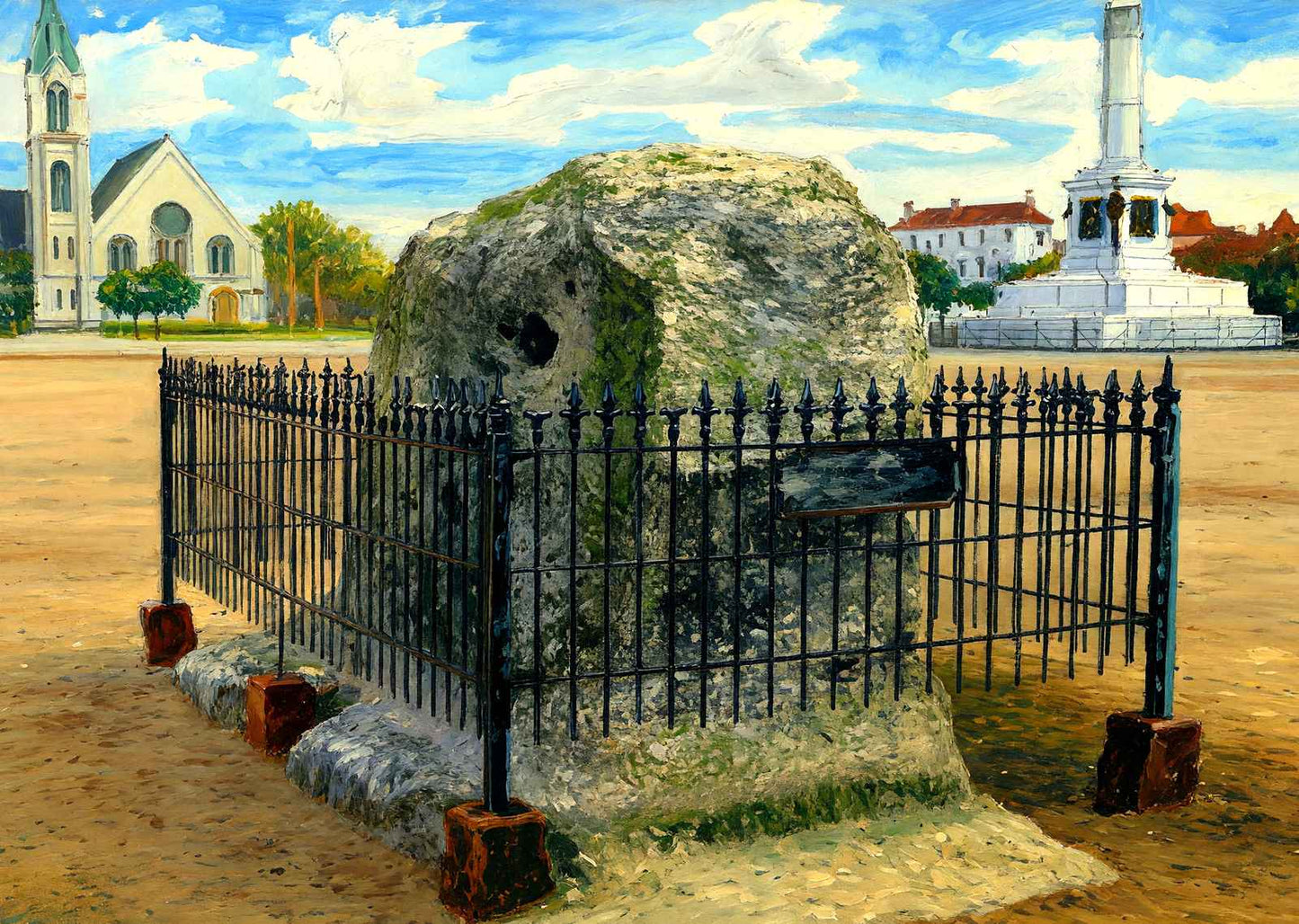 Old Siege Wall Marion Square Charleston in 1906 Art Print (7 Sizes)