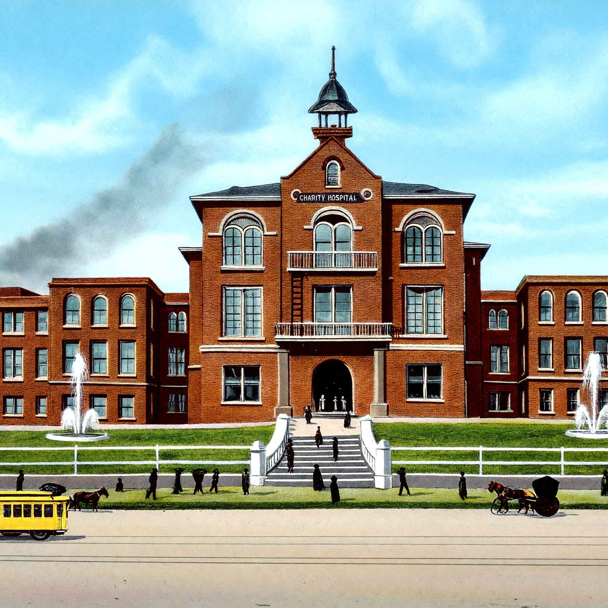 Charity Hospital Shreveport LA in 1906 Vintage Print (7 Sizes)