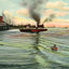 Chicago River in 1905 Vintage Print (7 Sizes) - Enhanced