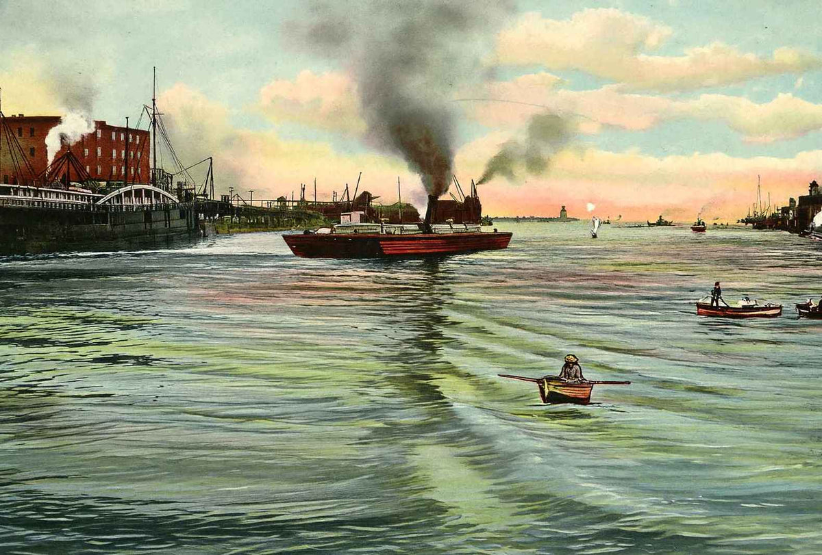 Chicago River in 1905 Vintage Print (7 Sizes) - Enhanced