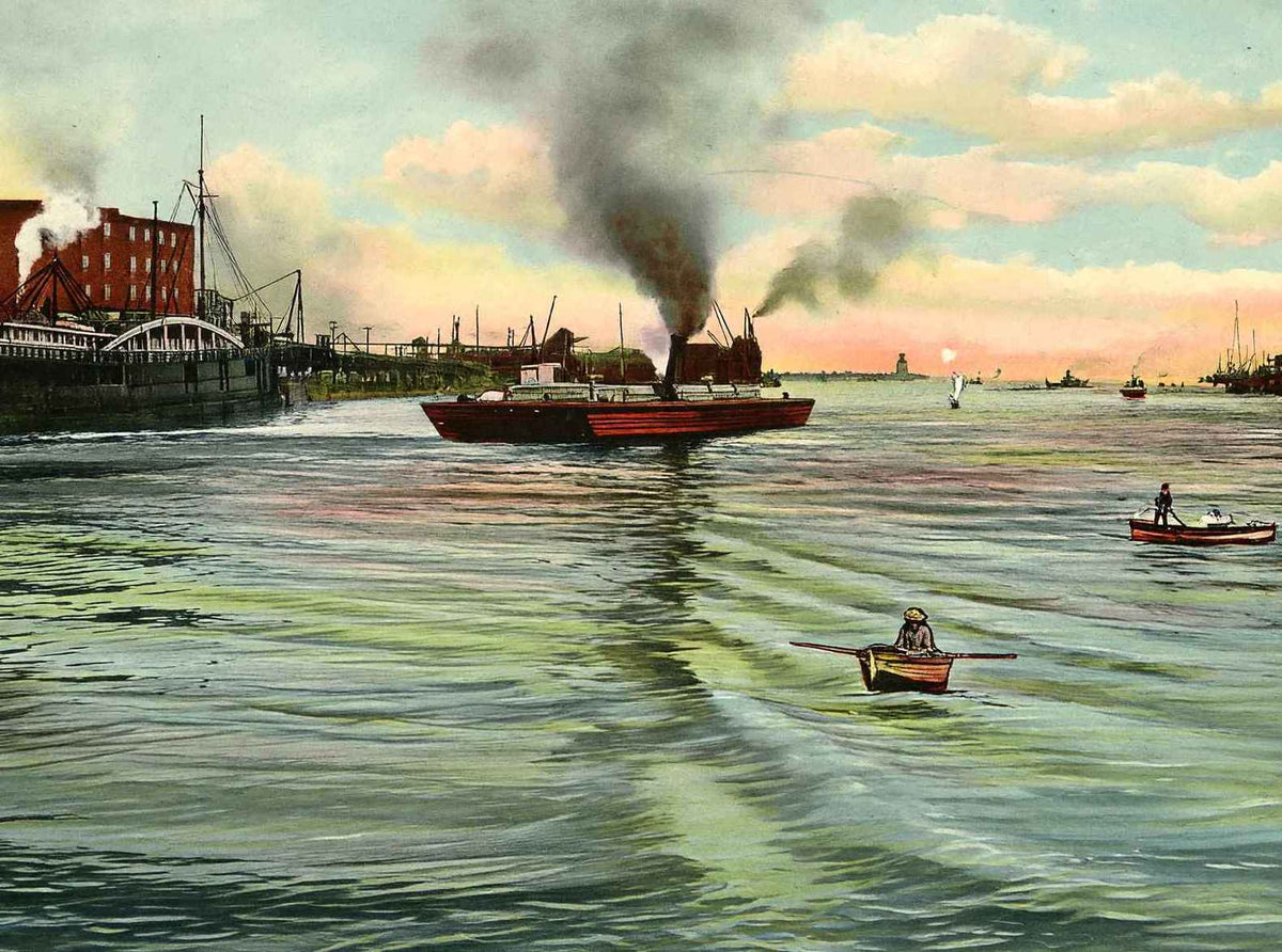 Chicago River in 1905 Vintage Print (7 Sizes) - Enhanced