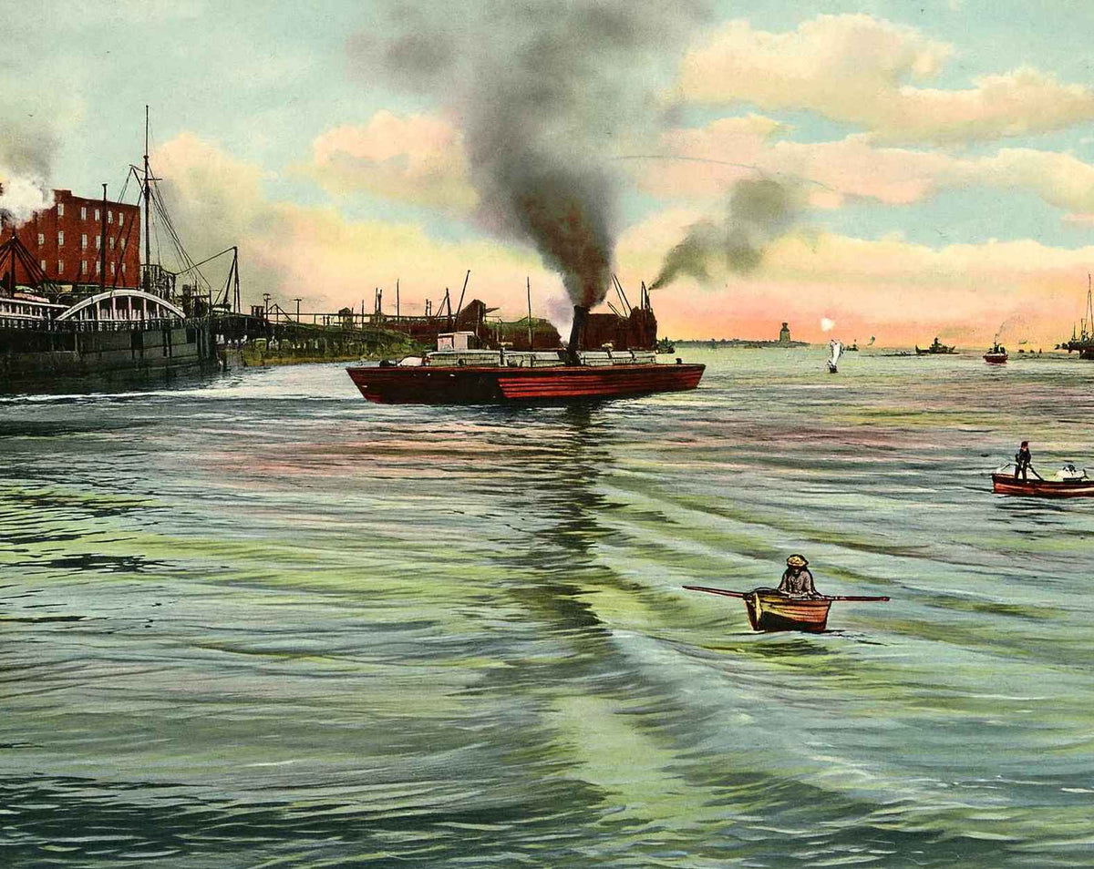 Chicago River in 1905 vintage print