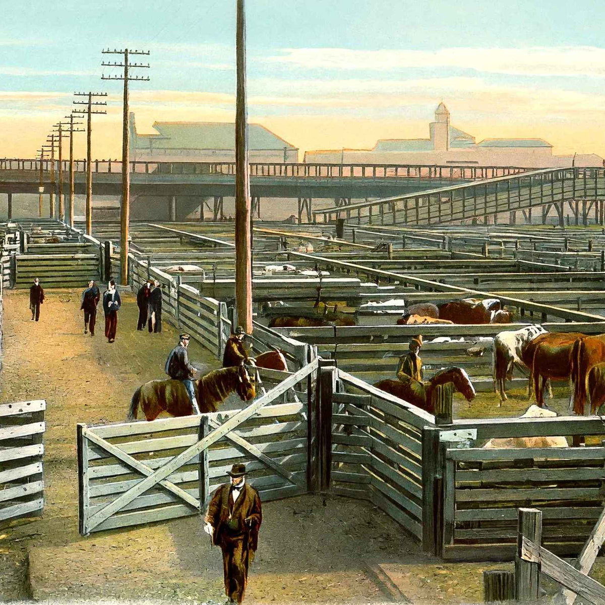 Union Stock Yards Chicago in 1905 Vintage Print (7 Sizes) - Premium Print