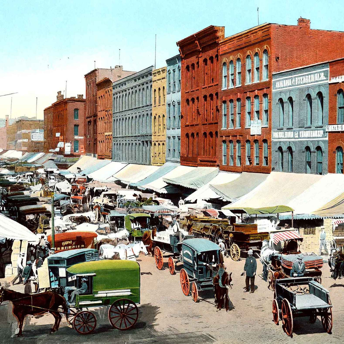 South Water Street Chicago in 1905 Vintage Print (7 Sizes) - Restored
