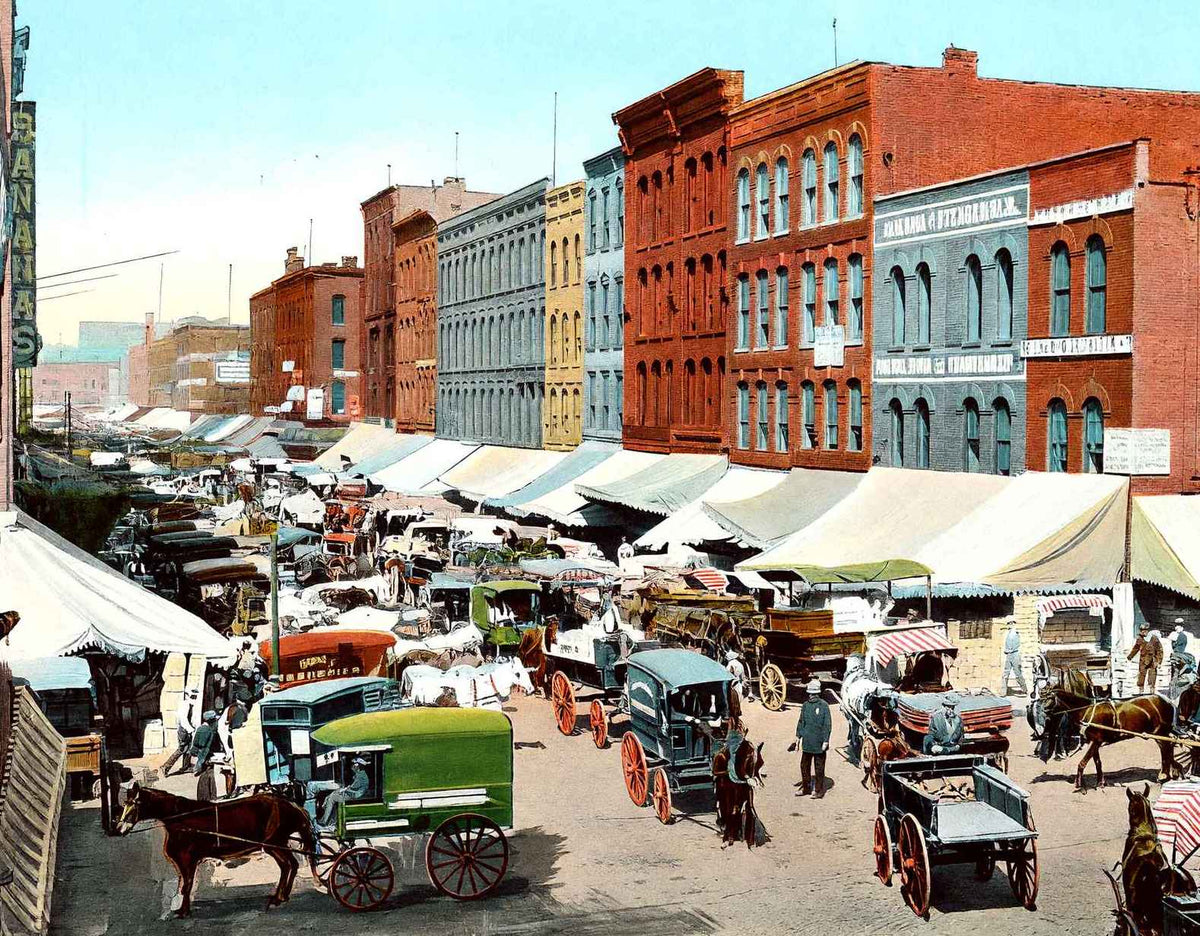 South Water Street Chicago in 1905 Vintage Print (7 Sizes) - Restored