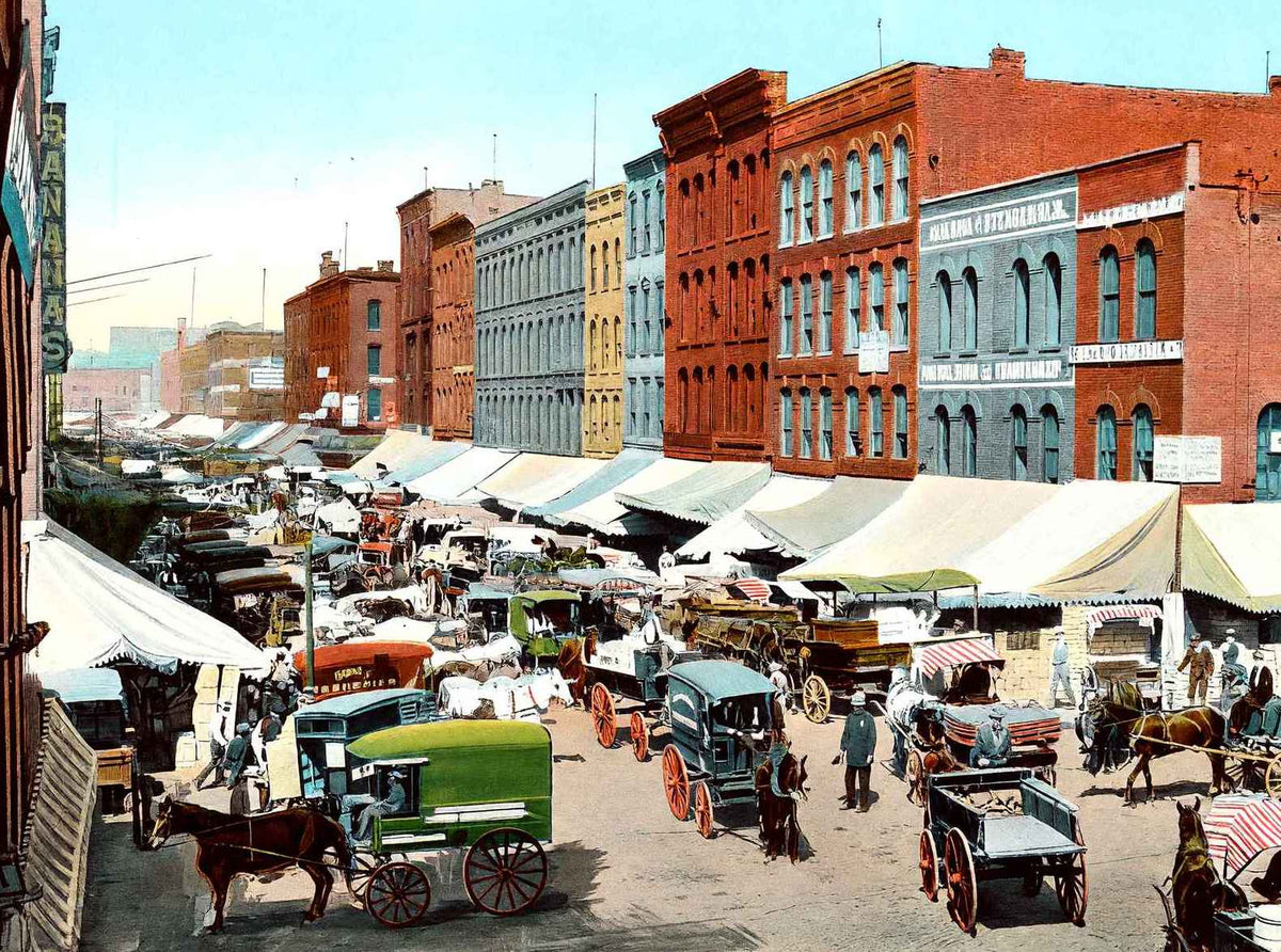 South Water Street Chicago in 1905 Vintage Print (7 Sizes) - Restored