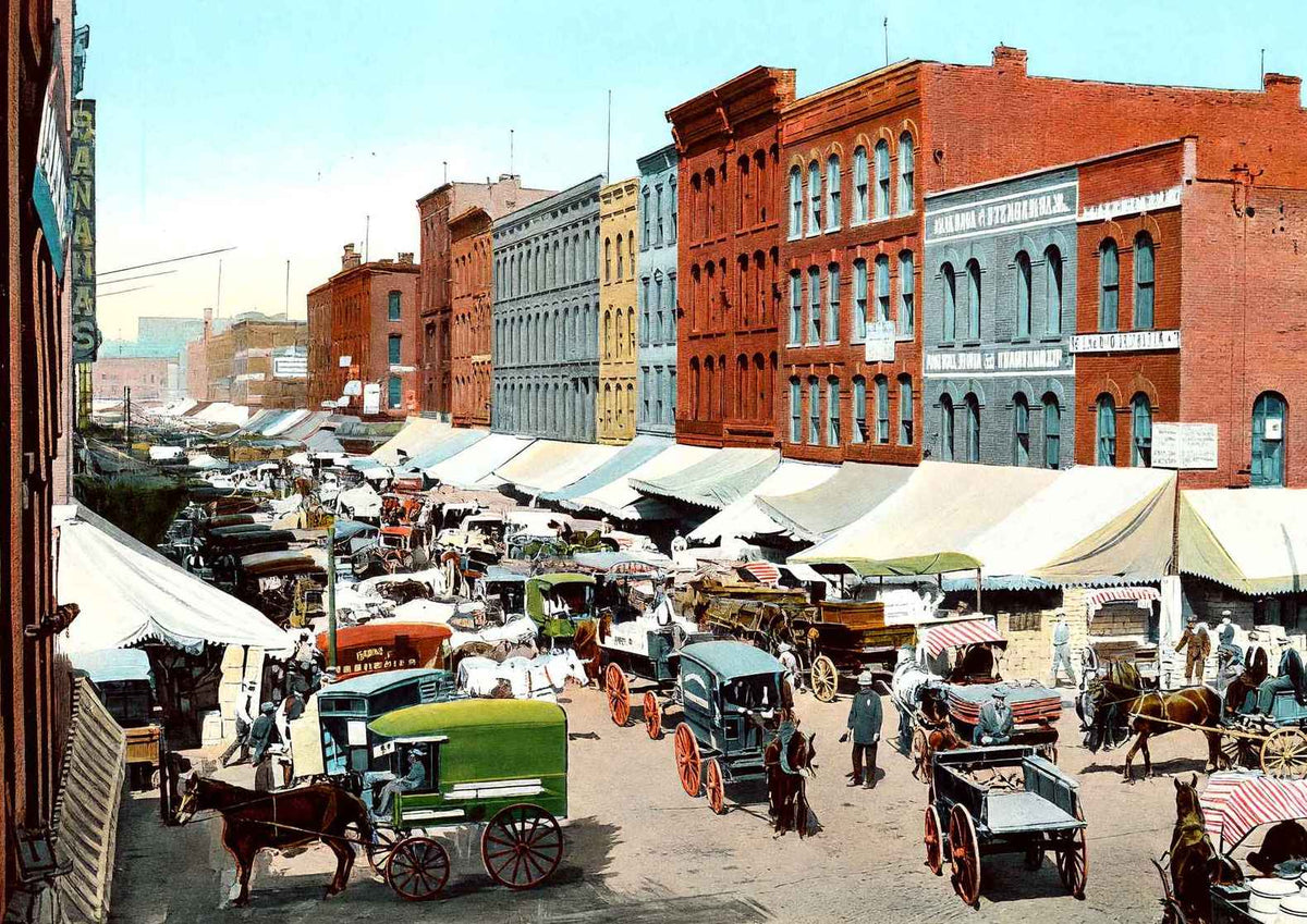South Water Street Chicago in 1905 Vintage Print (7 Sizes) - Restored
