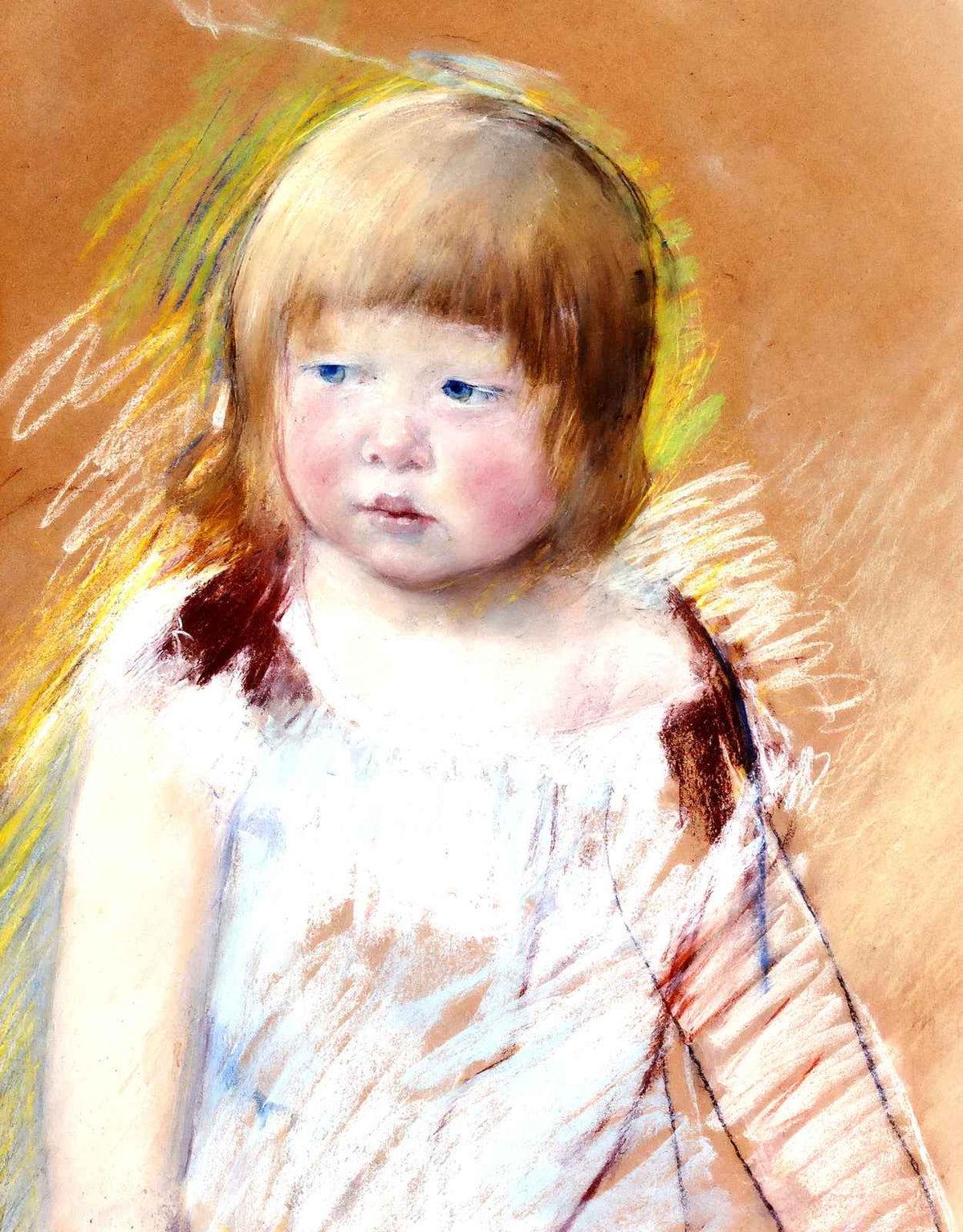 Child with Bangs in a Blue Dress 1910 by Mary Cassatt Art Print (6 Sizes)