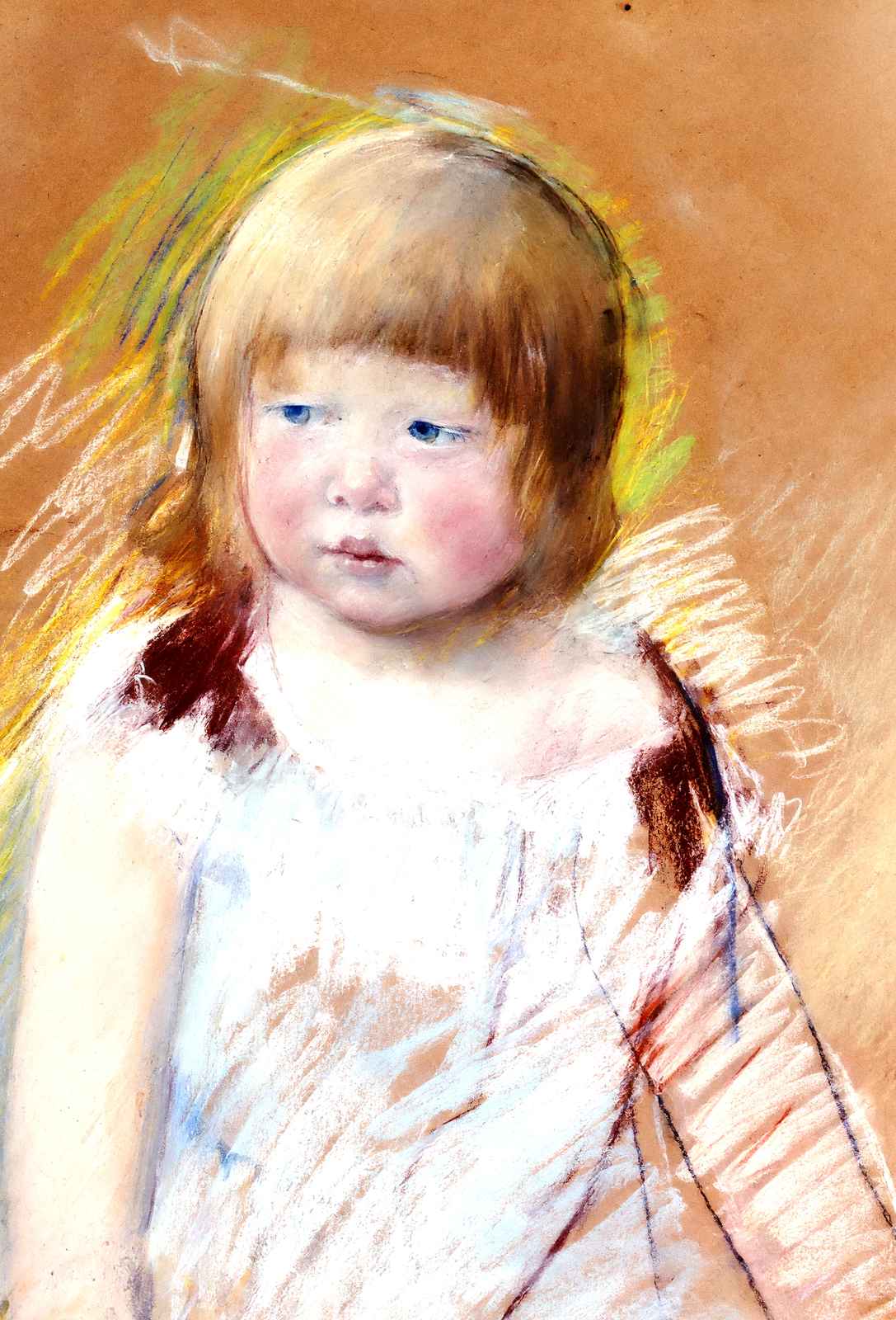 Child with Bangs in a Blue Dress 1910 by Mary Cassatt Art Print (6 Sizes)