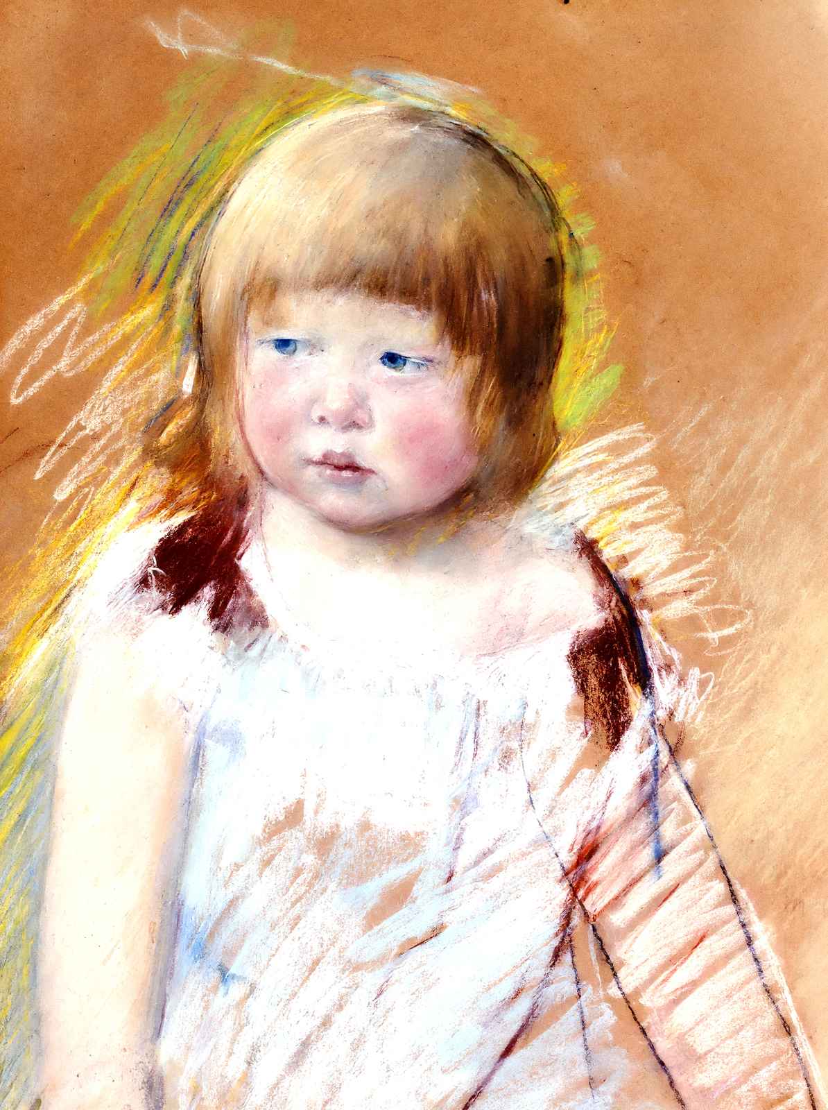 Child with Bangs in a Blue Dress 1910 by Mary Cassatt Art Print (6 Sizes)