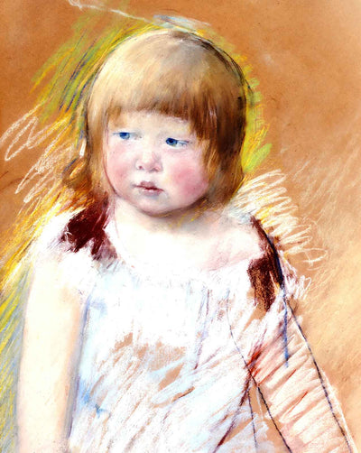 Child with Bangs in a Blue Dress fine art print by Mary Cassatt (1910)