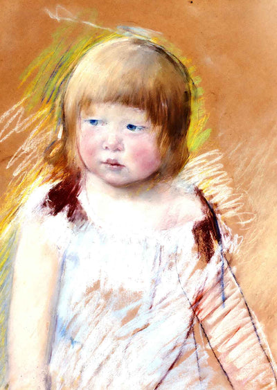Child with Bangs in a Blue Dress 1910 by Mary Cassatt Art Print (6 Sizes)